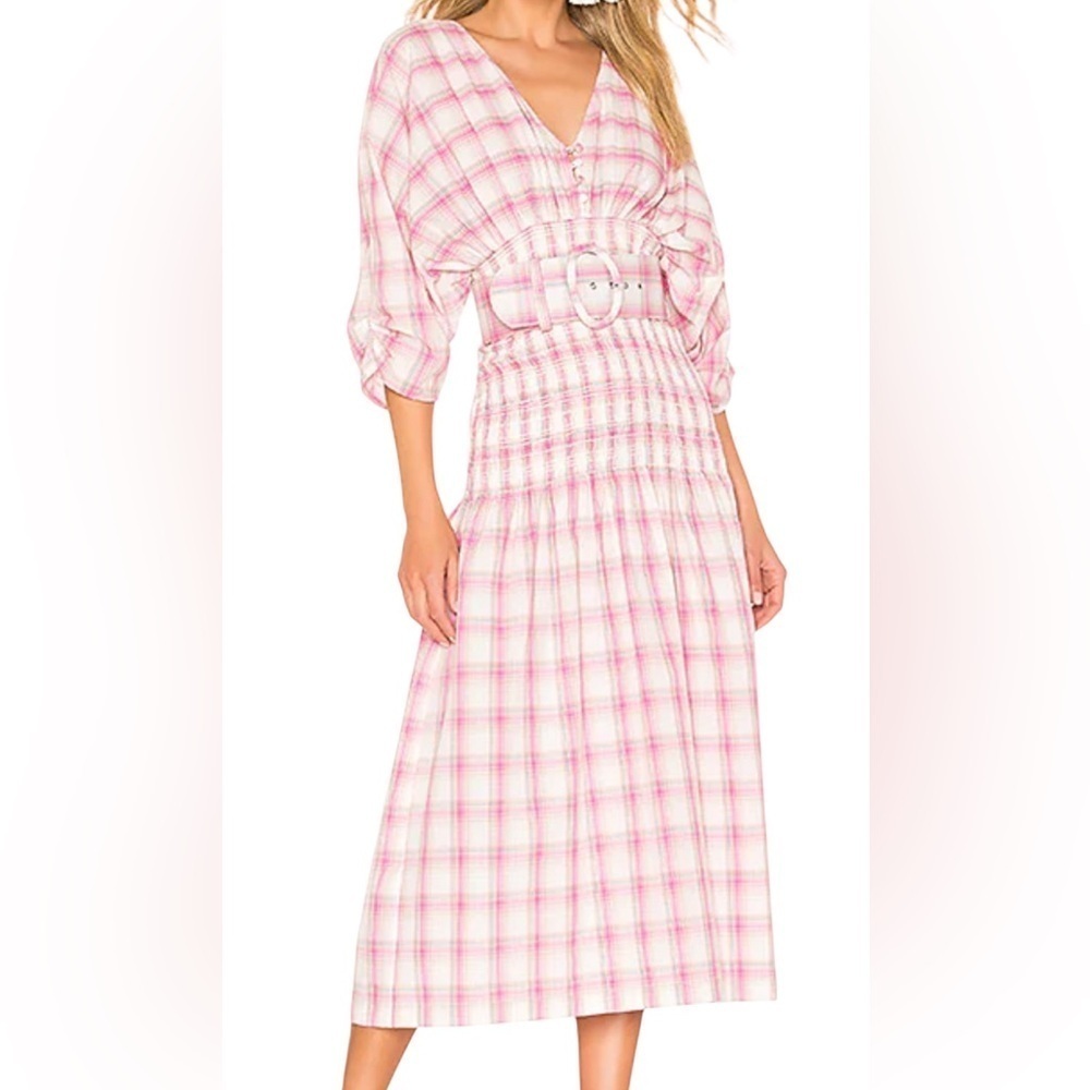 Nicholas Plaid Print Midi Length Dress Size: 8. A49
